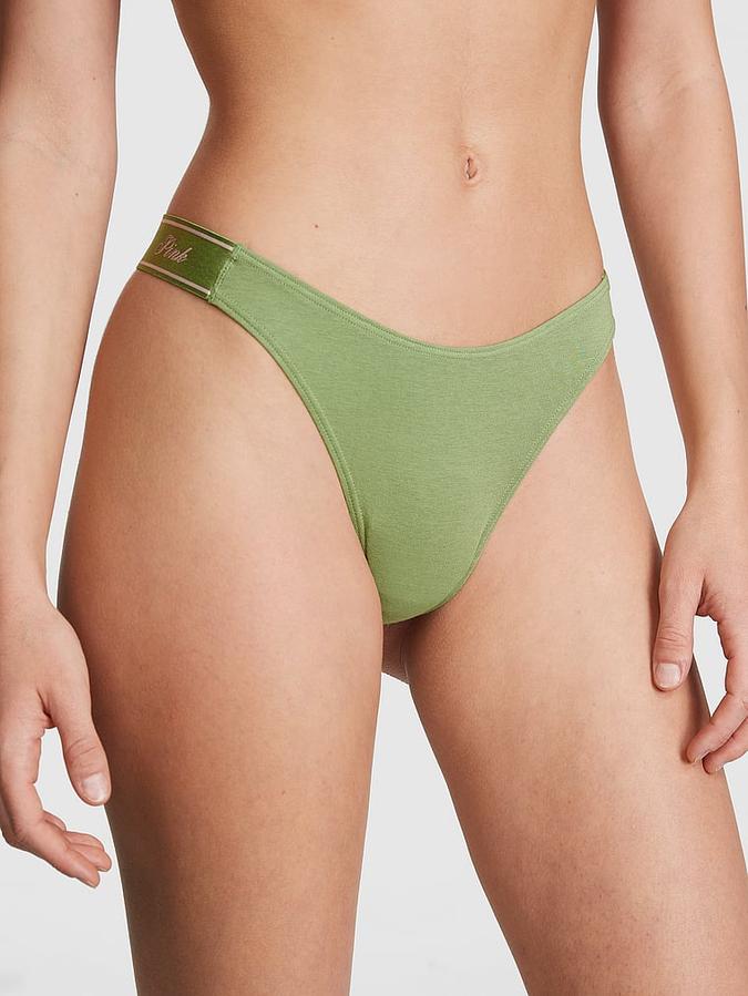 Logo Cotton Scoop Thong Panty