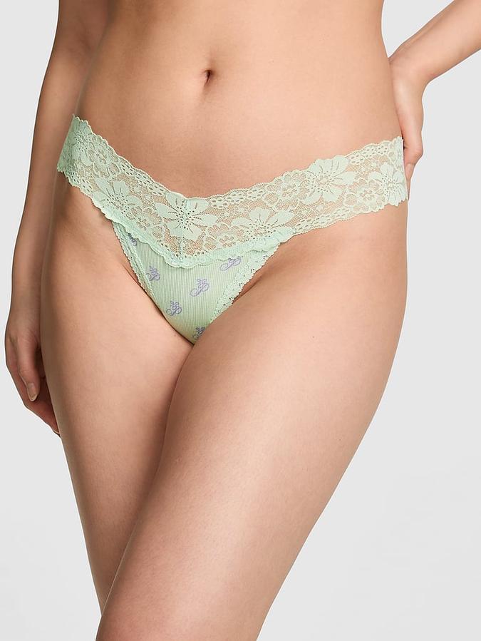PINK Wink&trade; Lace-Trim Thong Panty