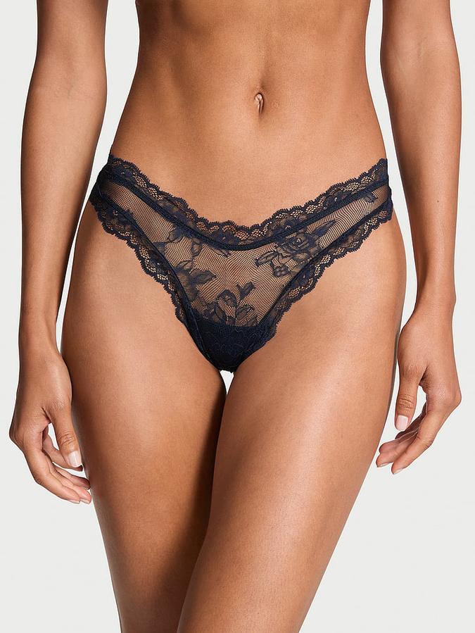Rose Lace High-Leg Thong Panty