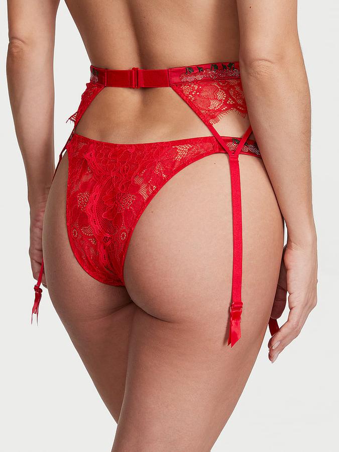 Shine Strap Lace Garter Belt image number 1