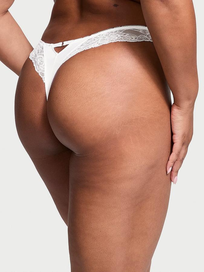 Rose Lace-Trim High-Leg Thong Panty