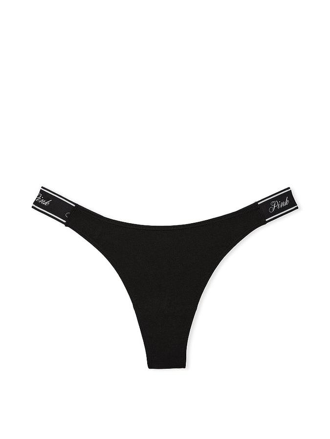 Logo Cotton High-Leg Thong Panty