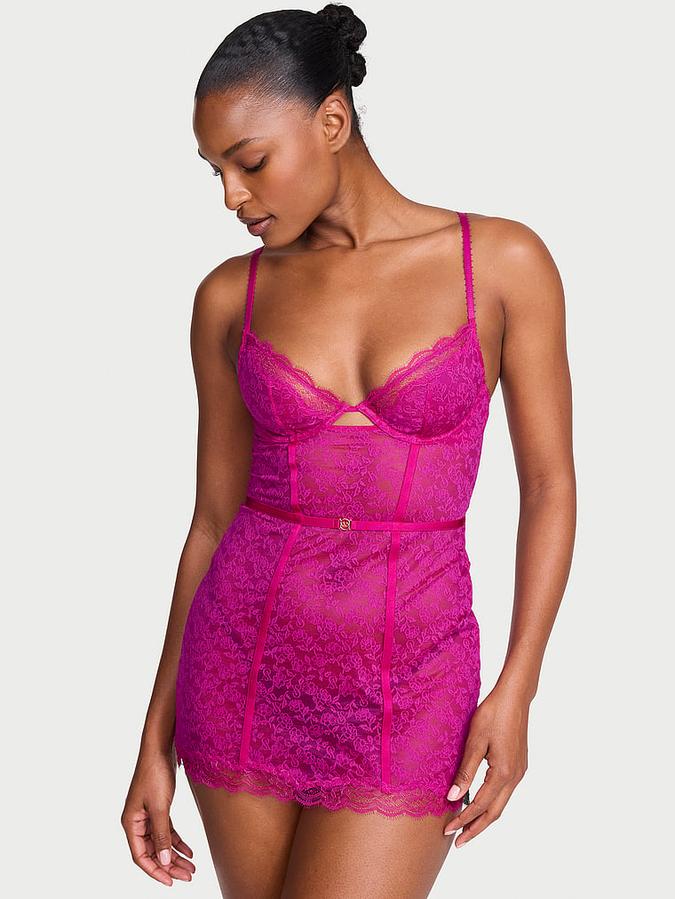 Tease Lace Cupped Mini Slip Dress
