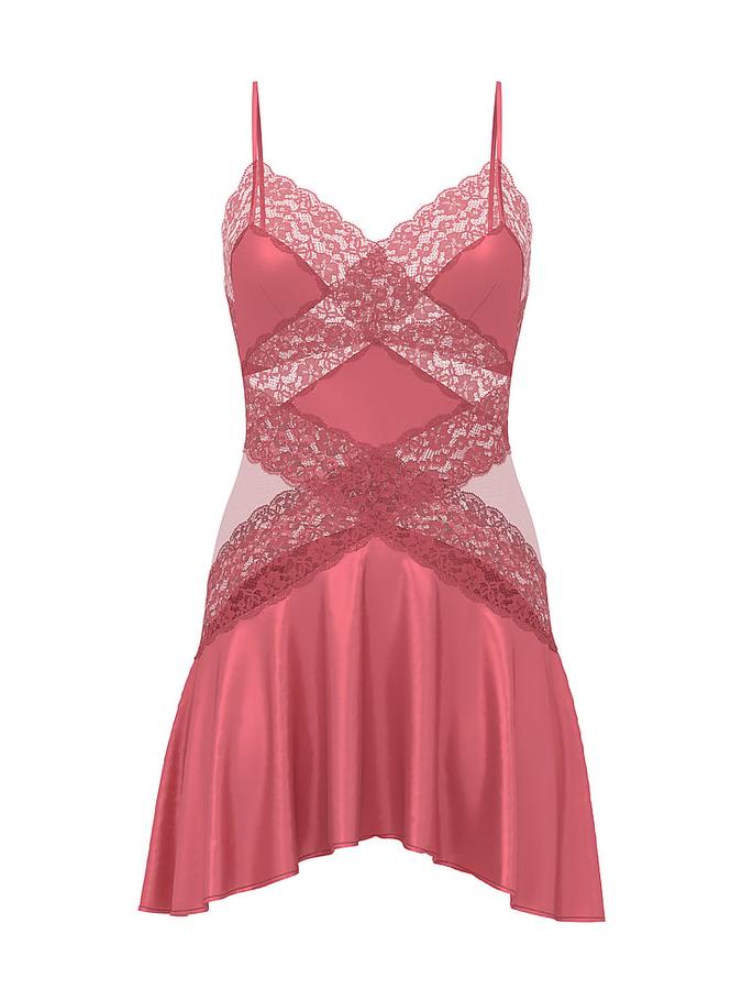 Dare to Dream Lace & Satin Flounce Slip Dress image number 2