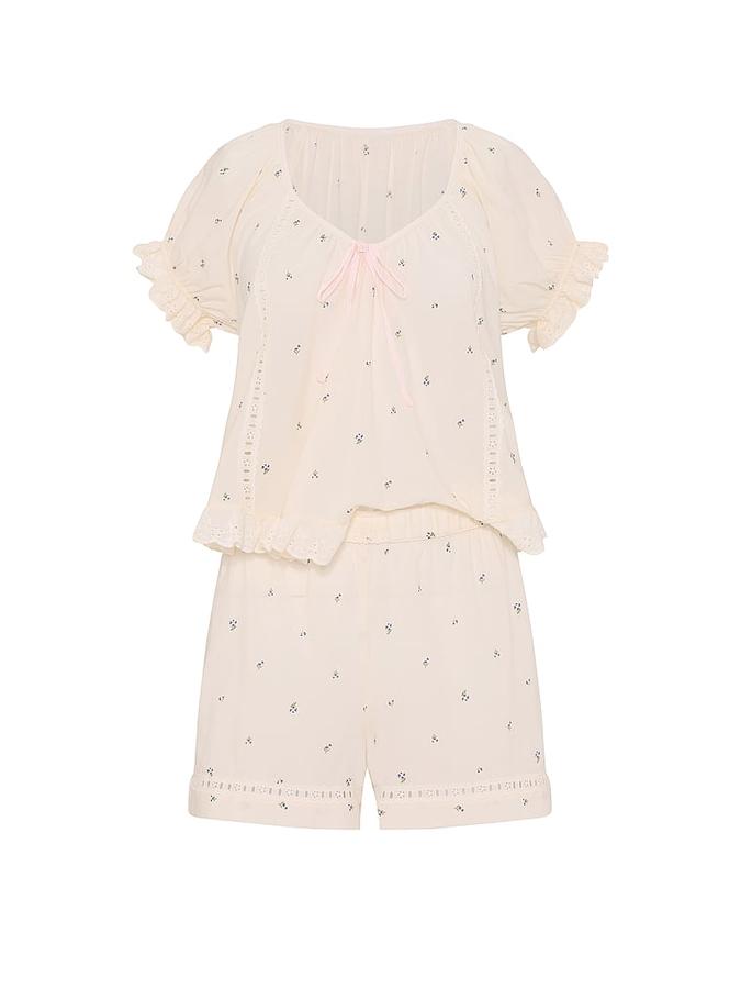 Cotton Dream Puff-Sleeve Short Pajama Set image number 2