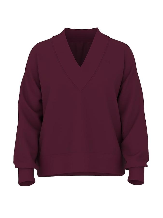 Ivy Fleece V-Neck High-Low Cropped Sweatshirt image number 2