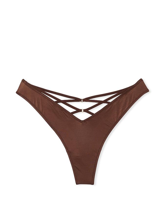 Smooth Strappy-Back High-Leg Thong Panty image number 1