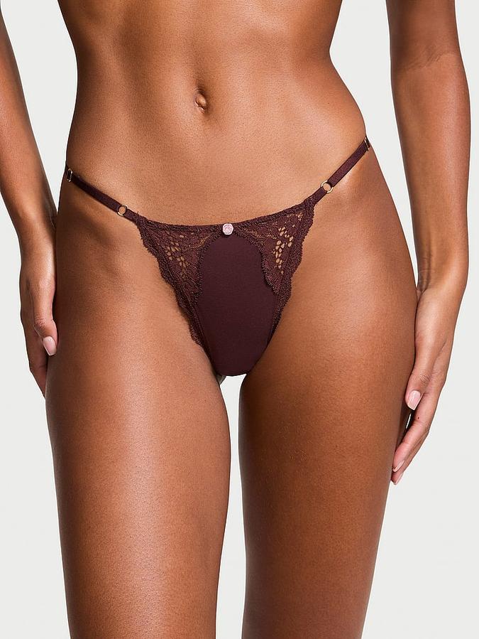 Lace-Trim Adjustable V-String Panty image number 0