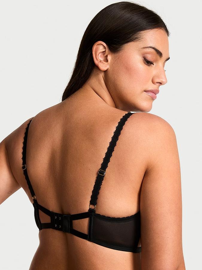 Dark Blossom Embroidery Unlined Low-Cut Demi Bra image number 1