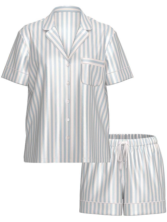 Glazed Satin Short Pajama Set image number 2