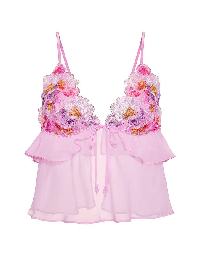Watercolor Embroidery Flutter Bra Top image number 2