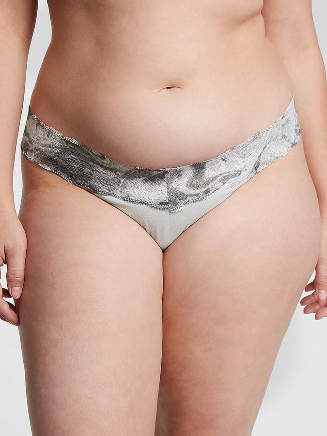 Everyday Lace Trim Thong Panty image number 0