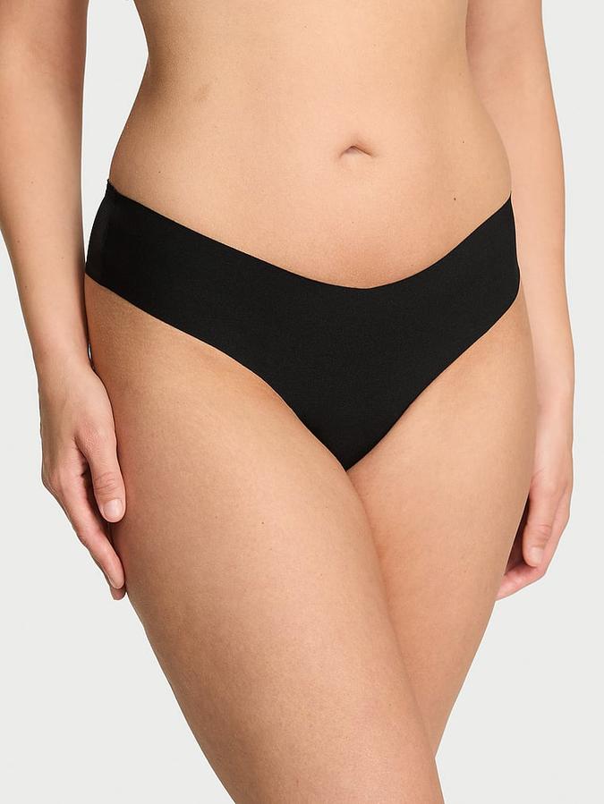 No-Show Mesh-Back Logo Thong Panty image number 0