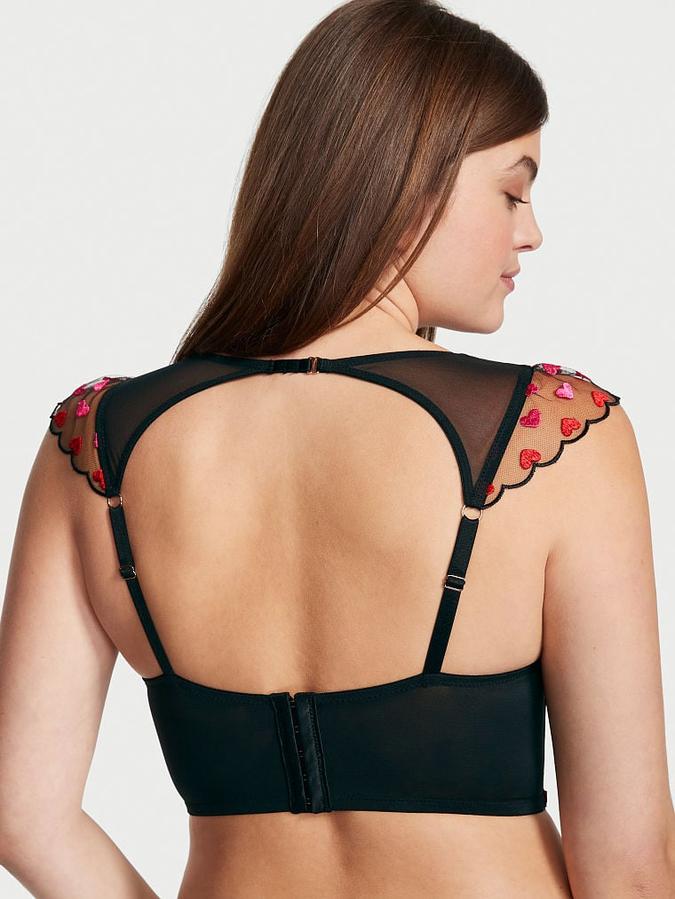 Lightly Lined Heart Embroidery Cap-Sleeve Corset Top image number 1