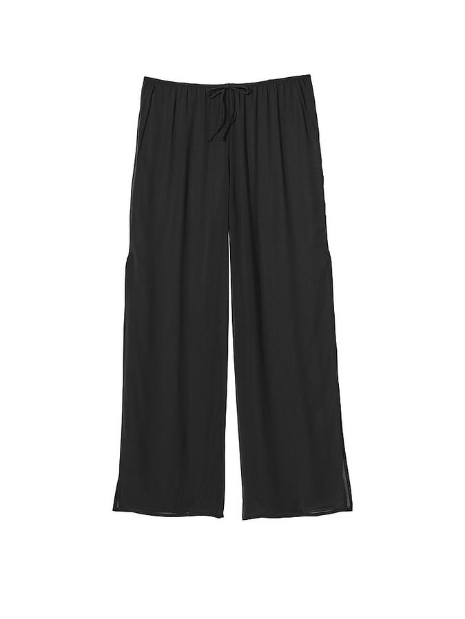 Sheer Crinkle Wide-Leg Pants image number 2