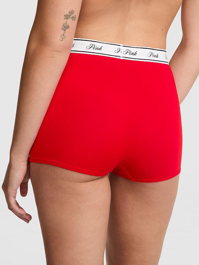 Logo Cotton High-Waist Boyshort Panty