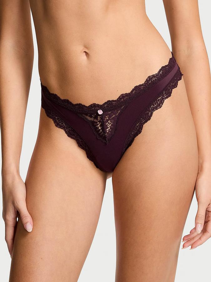 Lace-Trim Thong Panty
