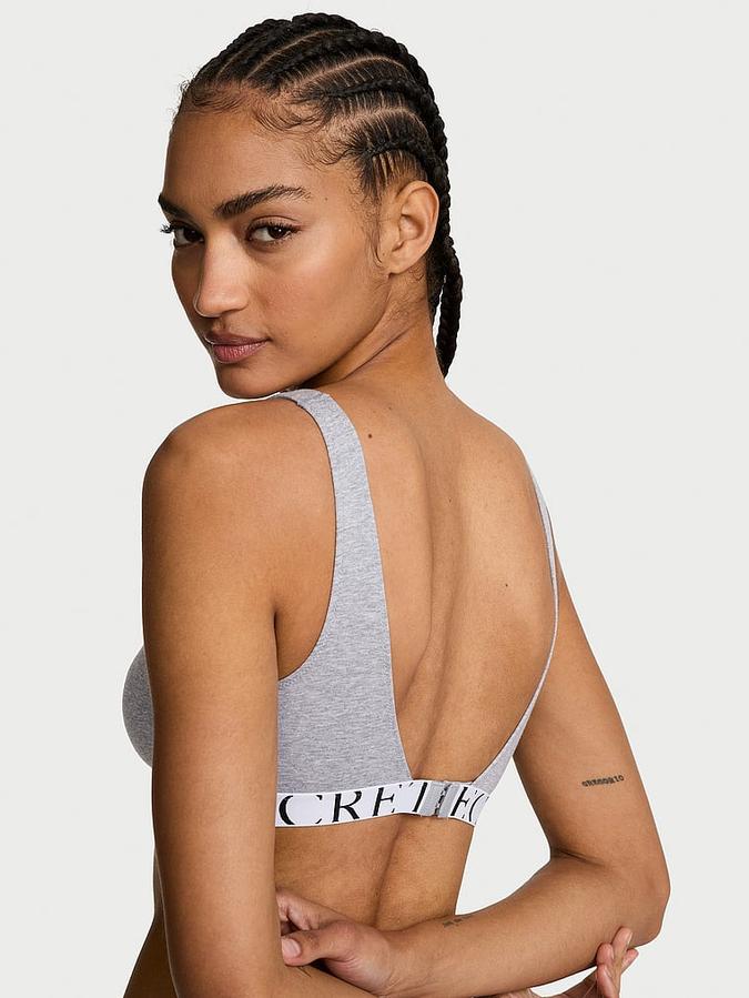 Cotton Exploded Logo Unlined Plunge Bralette