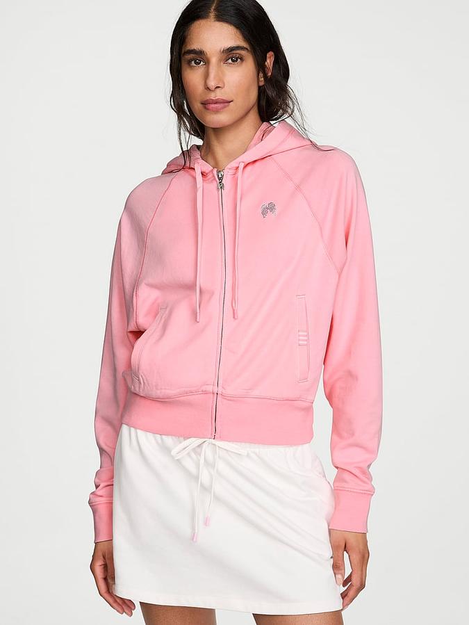 Off-Duty Terry Crop Full-Zip Hoodie