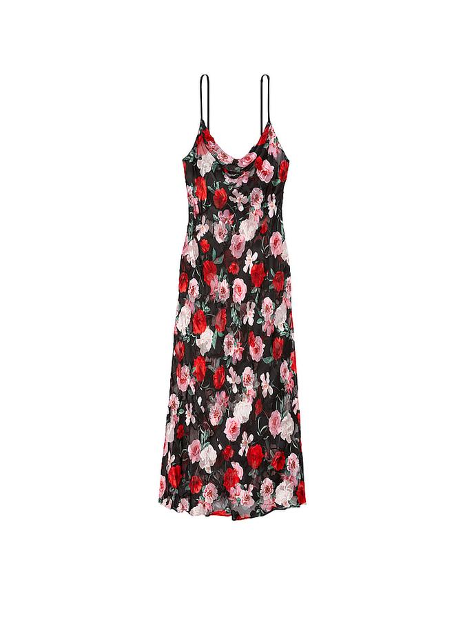 Atelier Victoria's Secret Noir Burnout Satin Plunge Gown image number 2