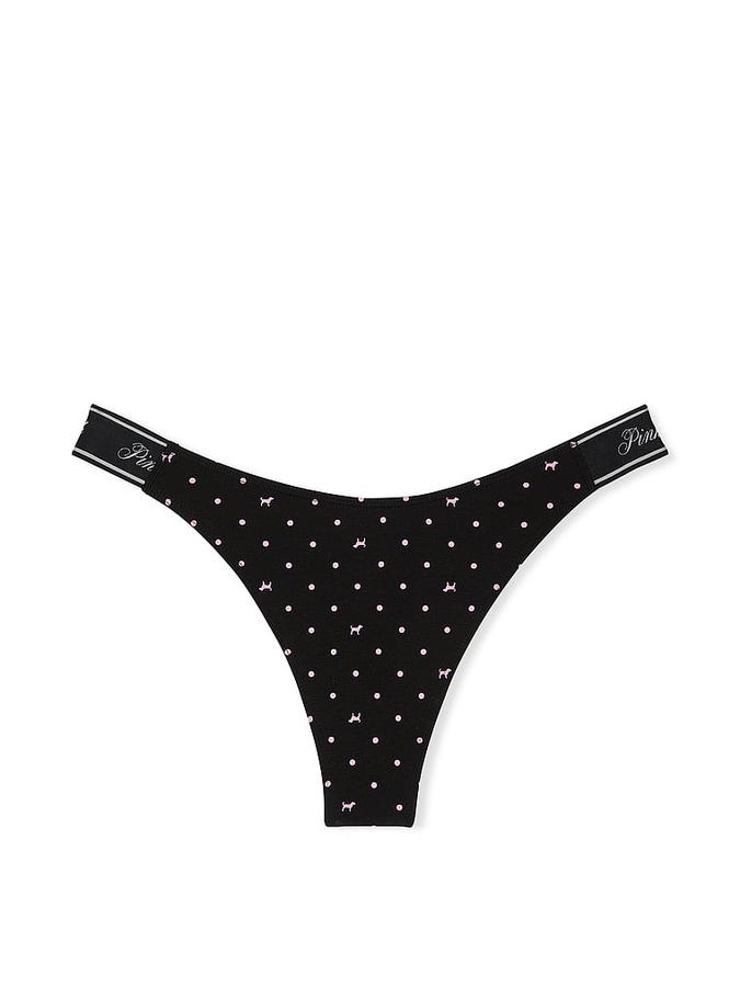 Logo Cotton Shine High-Leg Thong Panty