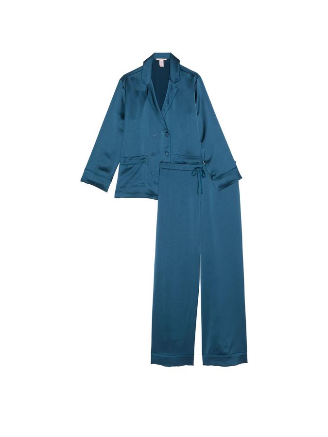 Luxe Satin Double -Breasted Long Pajama Set image number 0