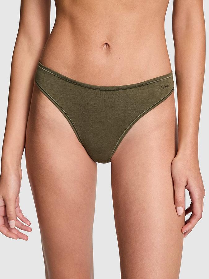 Cotton High-Leg Thong Panty image number 0