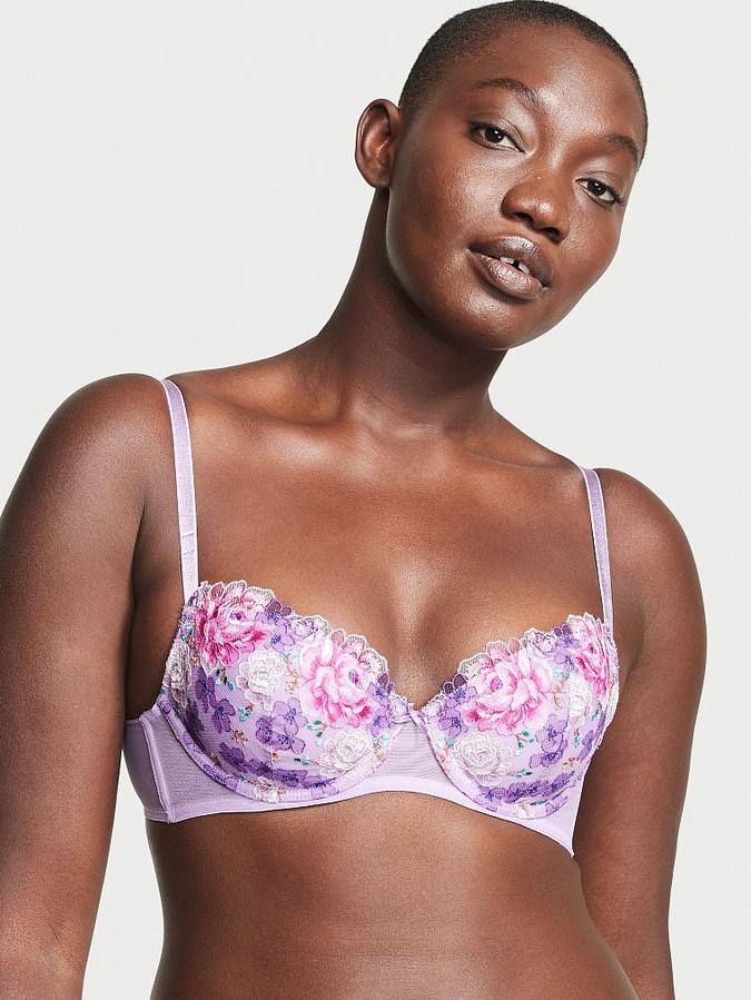 Floral Embroidery Lightly Lined Demi Bra image number 0