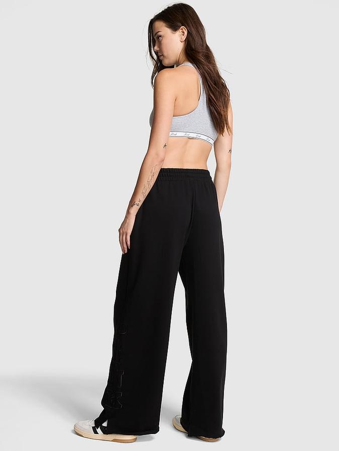Ivy Fleece Wide-Leg Split-Hem Sweatpants