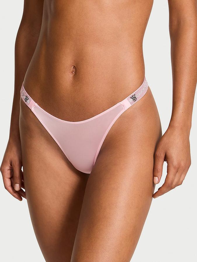 Logo Shine Strap Thong Panty