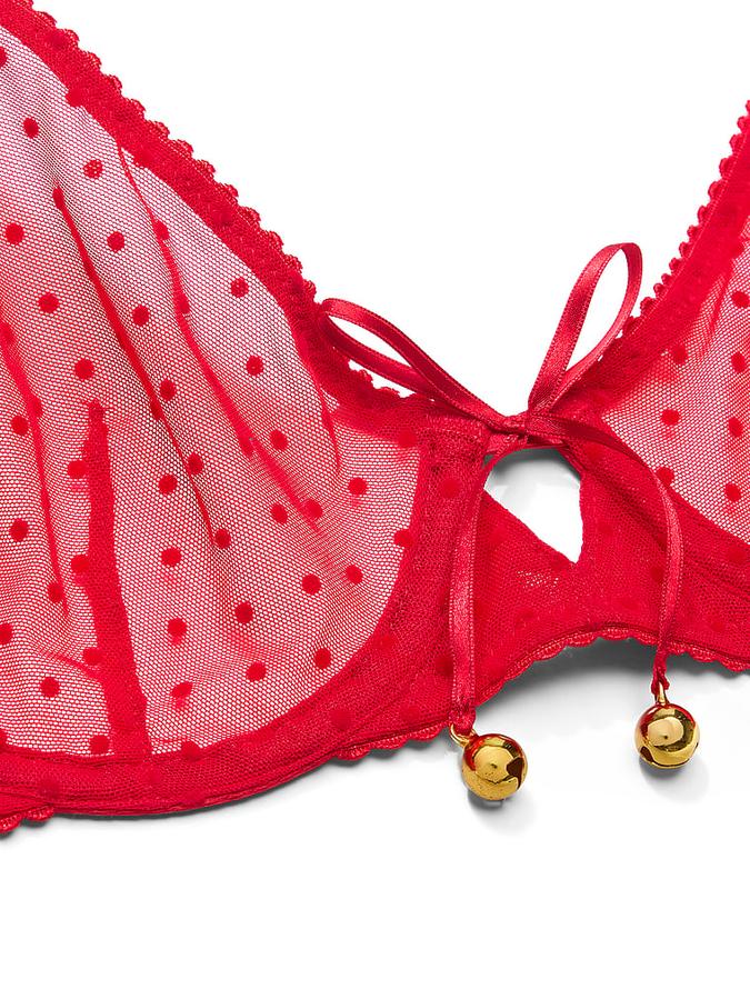 Jingle Bells Mesh Unlined Demi Bra image number 3