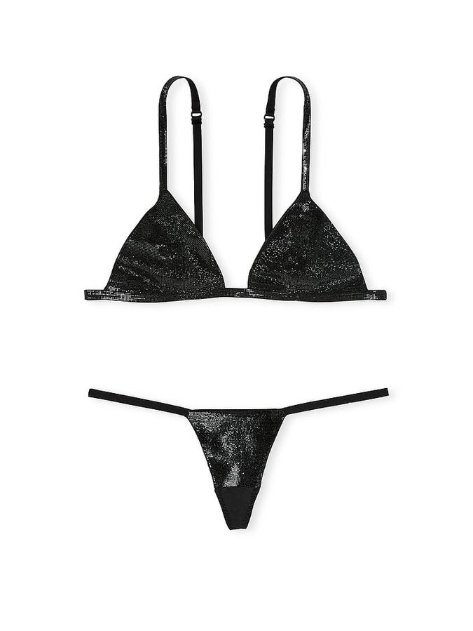 Shine Triangle Bralette & V-String Panty Set image number 2