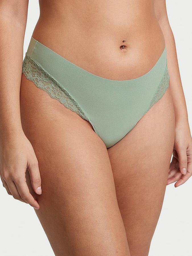 No-Show Lace-Trim Thong Panty image number 0