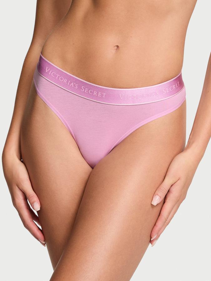 Logo Cotton Thong Panty