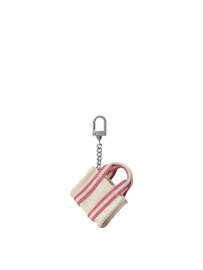 Beige Mini Tote Keychain Charm Mini Tote Keychain Charm