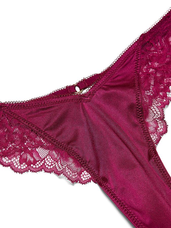 Rose Lace-Trim High-Leg Thong Panty image number 3
