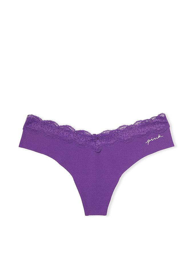 No-Show Lace-Trim Thong Panty image number 1