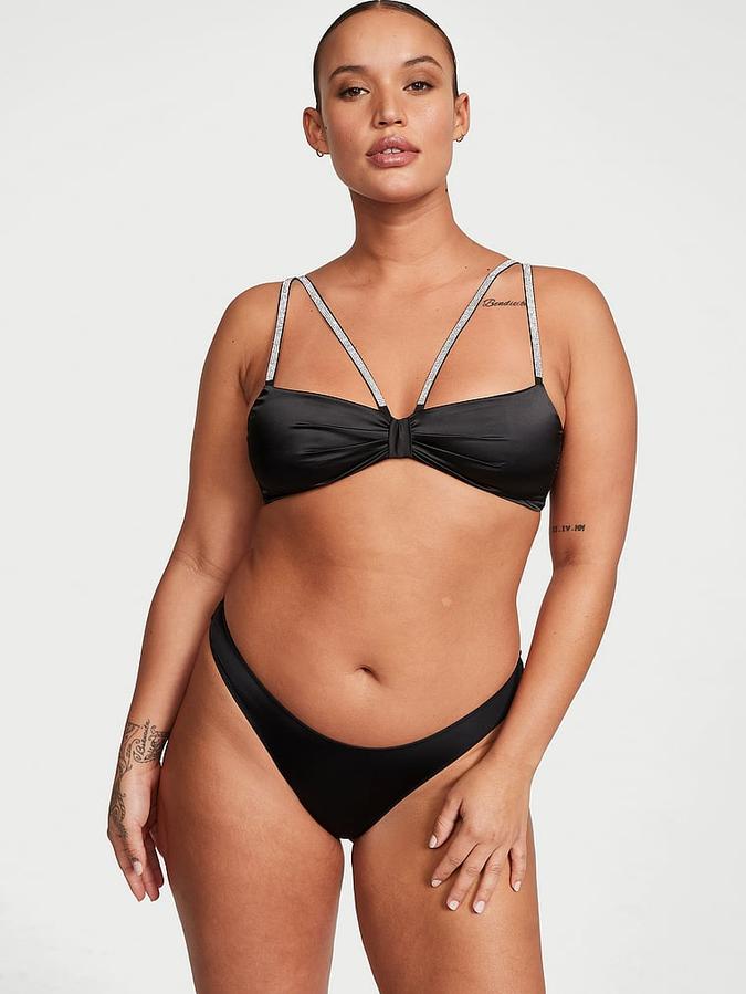 Shine Bow Satin Open-Back Brazilian Panty image number 3