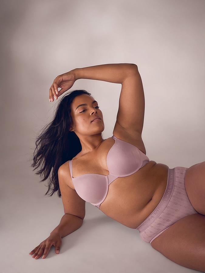 Pointelle Logo Lightly Lined Demi Bra image number 3