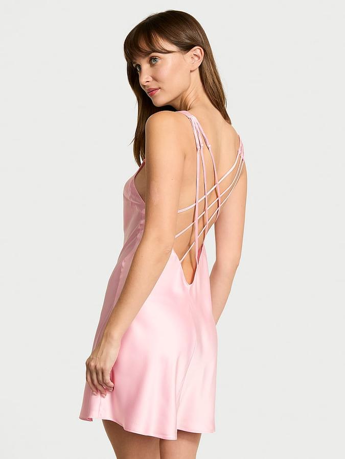 Scattered Shine Strap Satin Strappy-Back Slip