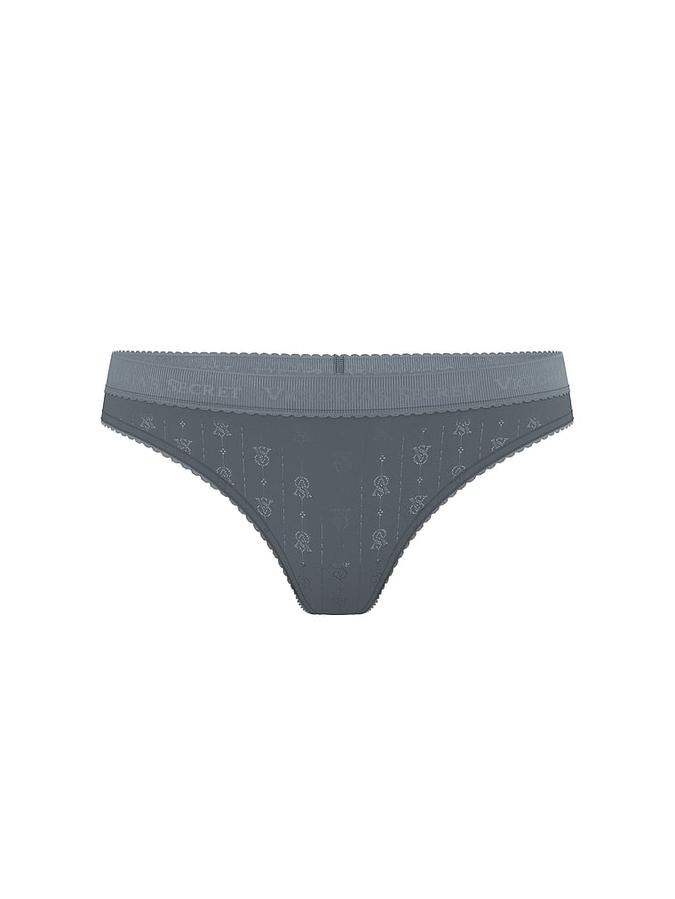 Logo Pointelle Thong Panty