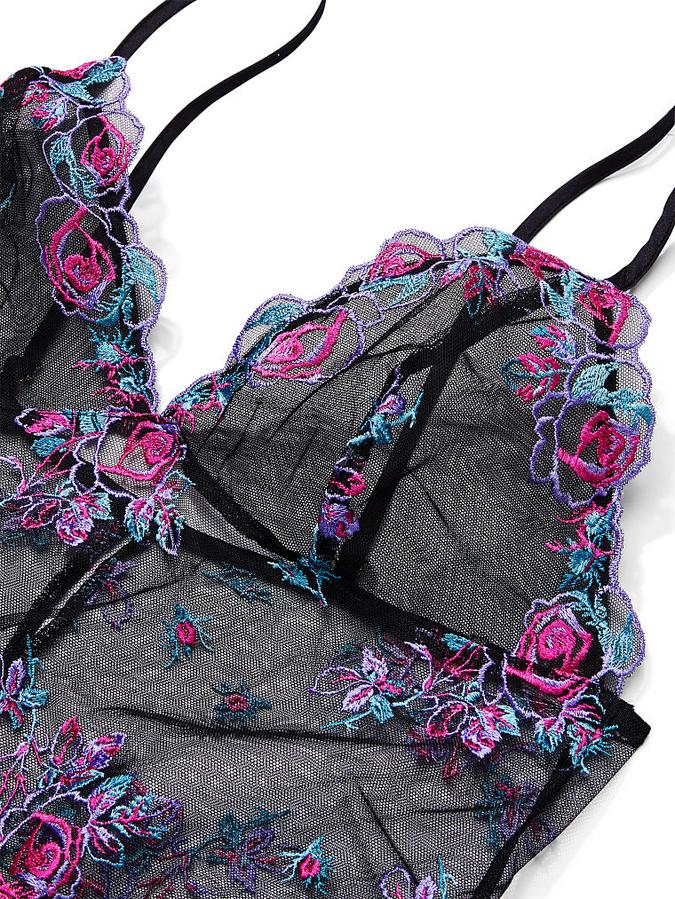 Floral Embroidery Sheer Mesh Slip image number 3