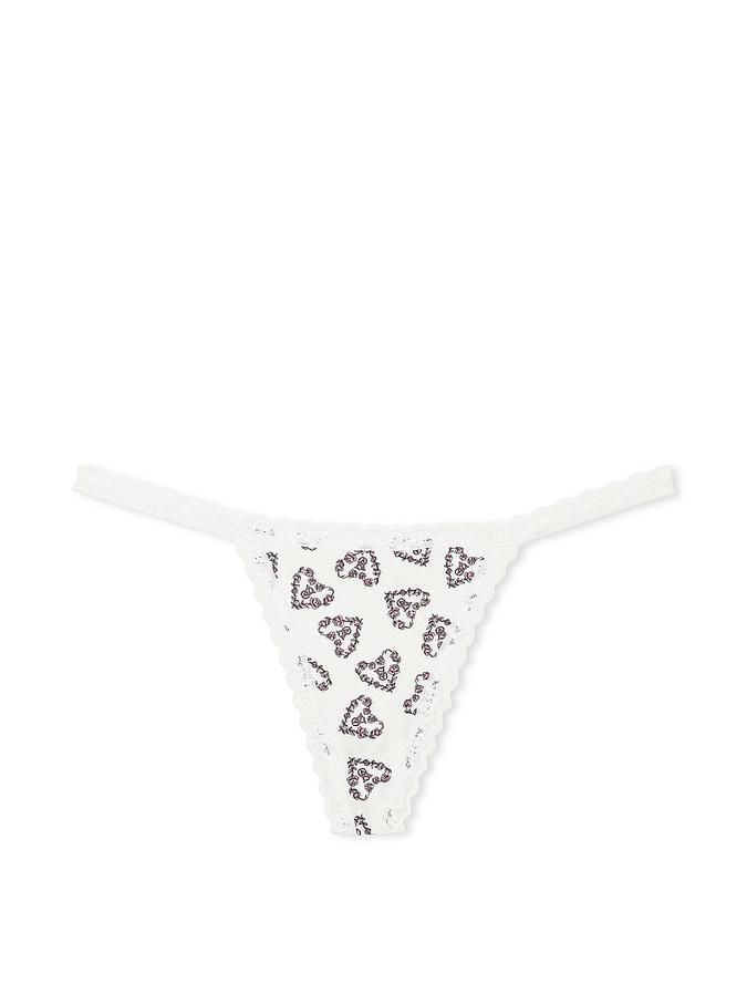 Lace-Trim Cotton V-String Panty image number 1
