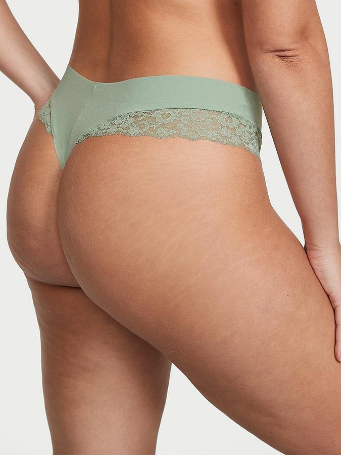 No-Show Lace-Trim Thong Panty image number 1