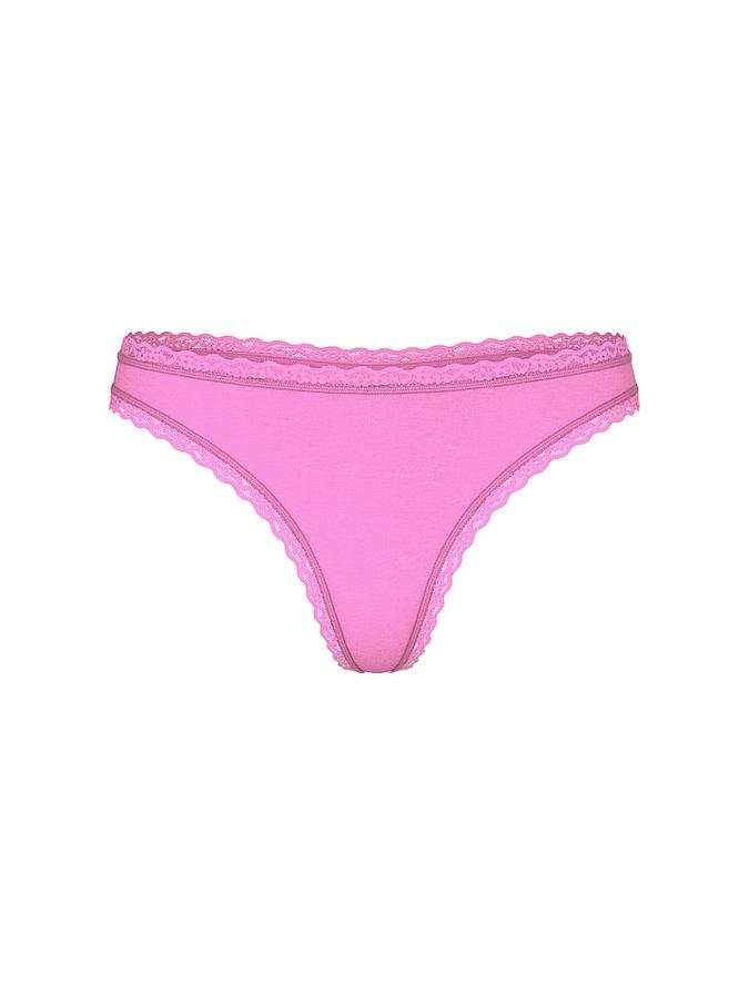 Cotton Lace-Waist Thong image number 0