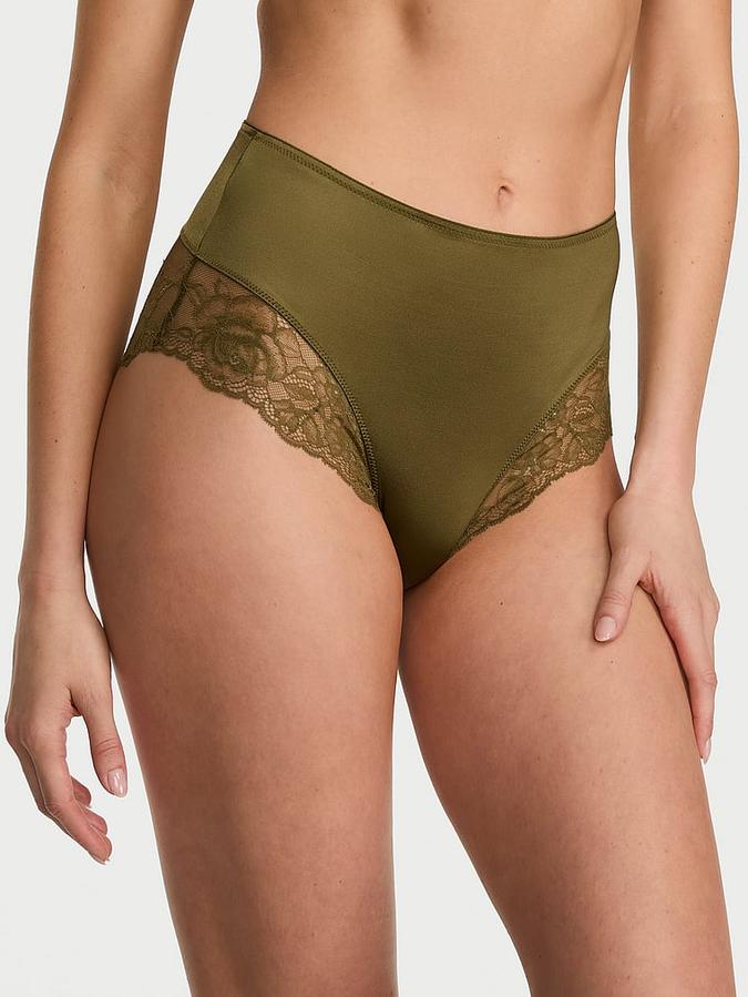 Smooth Lace-Trim High-Waist Brief Panty