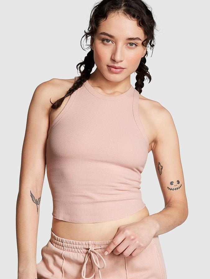 High-Neck Ribbed Tank image number 0