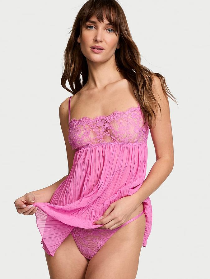 Victoria's Secret Dream Lace Pleated Babydoll Set