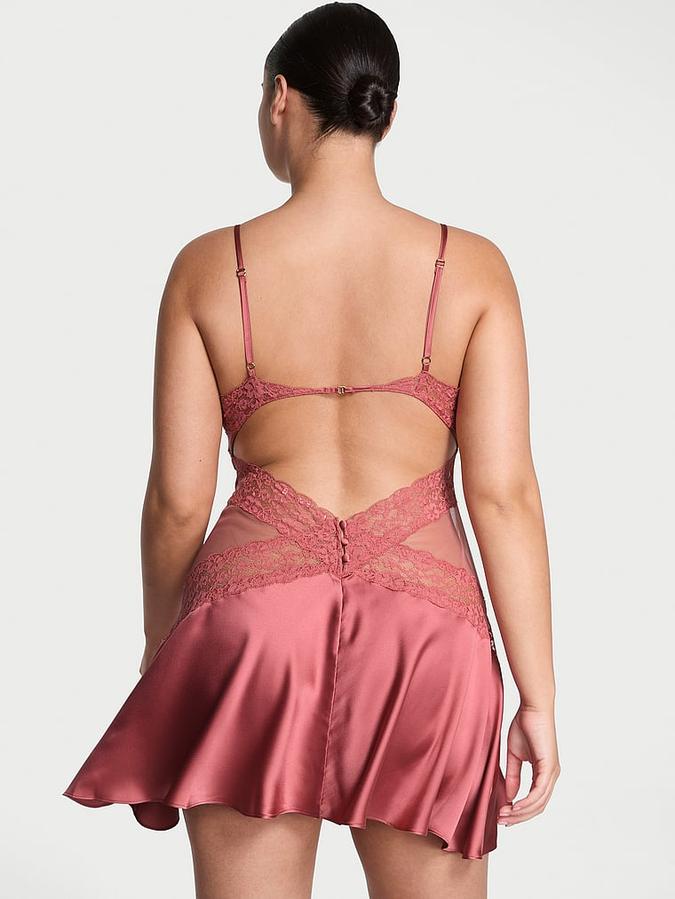 Dare to Dream Lace & Satin Flounce Slip Dress image number 1