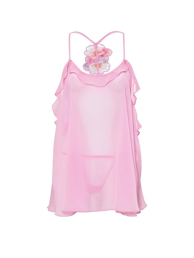 Watercolor Embroidery Chiffon Babydoll Set image number 2
